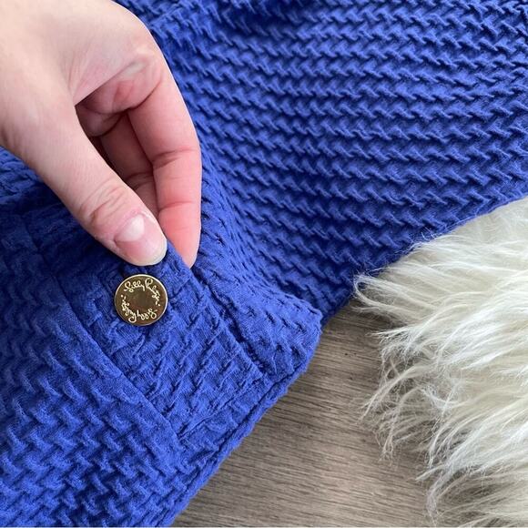 Lilly Pulitzer Coco Textured Indigo Cap Sleeve Sheath Dress - Picture 5 of 9